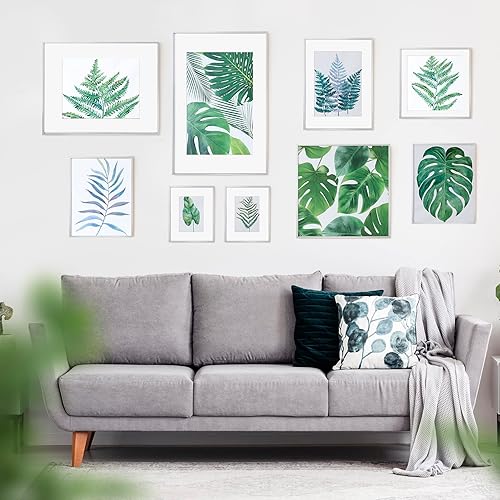 Miniatura 130 de Fun Memories Portarretratos de metal de 16 x 20 pulgadas con paspartú de 11 x 14 pulgadas, acabado de aluminio cepillado, parte delantera de vidrio