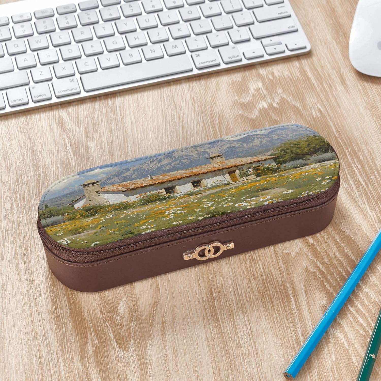 Straw house Leather Multi Slot Pen Storage Case image 3