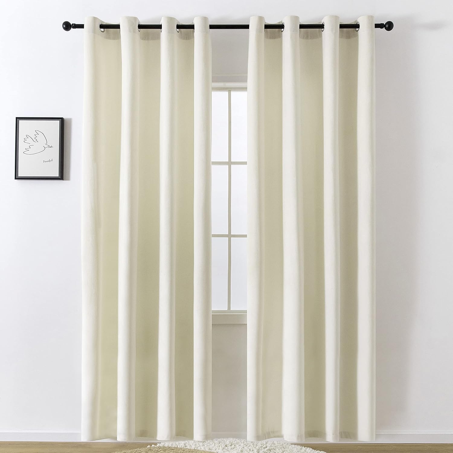 VANASEE Ivory Velvet Curtains 84 inches Long - Room Darkening Drapes for Bedroom Window Treatment for Living Room with Grommet, 2 Panels(W52 x L84 Inch, Ivory)
