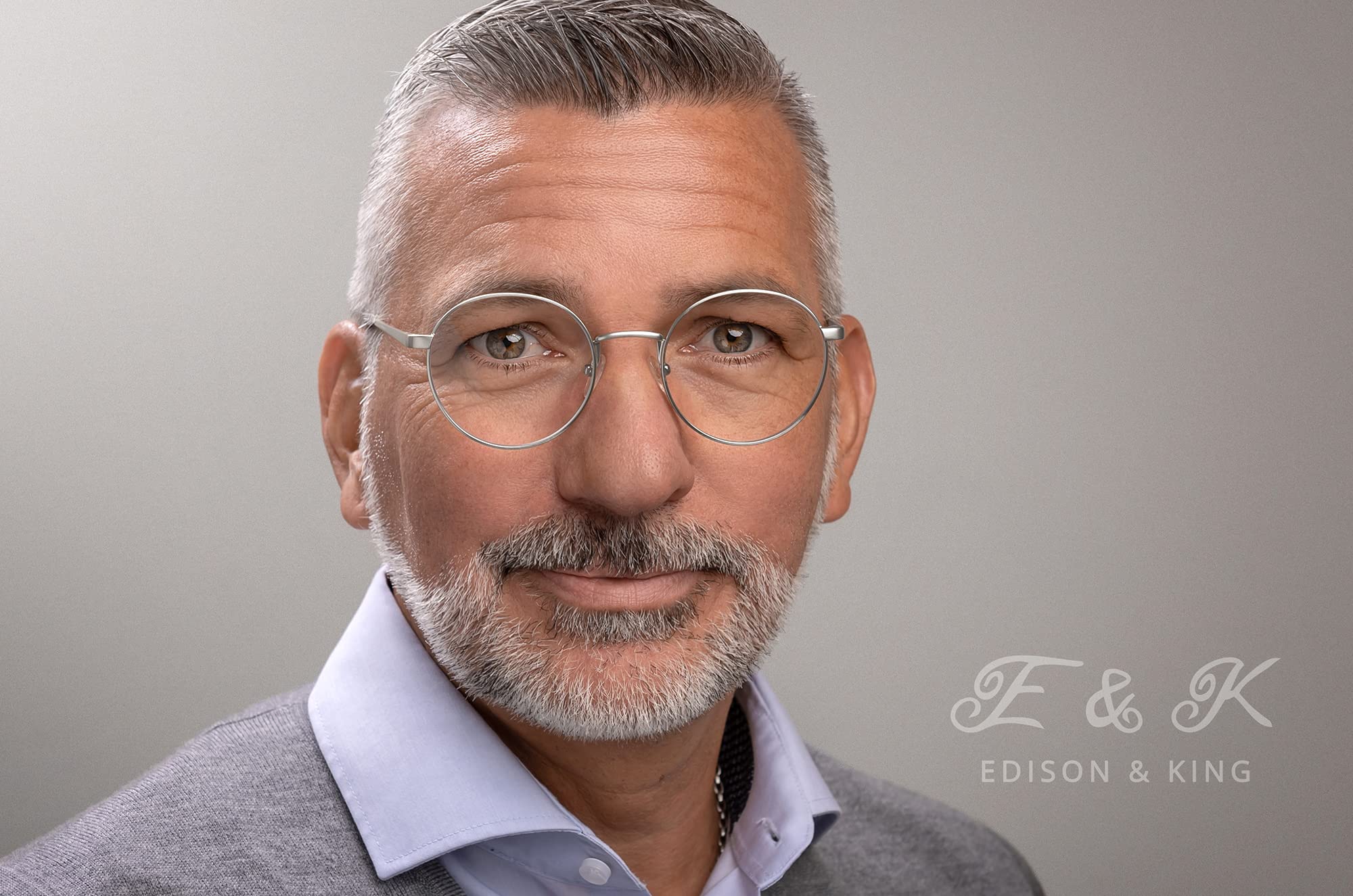 Edison & King Delight - thin-rimmed round reading glasses - with premium lenses (Silver, +2,50 dpt), Silver-antique - Image 2