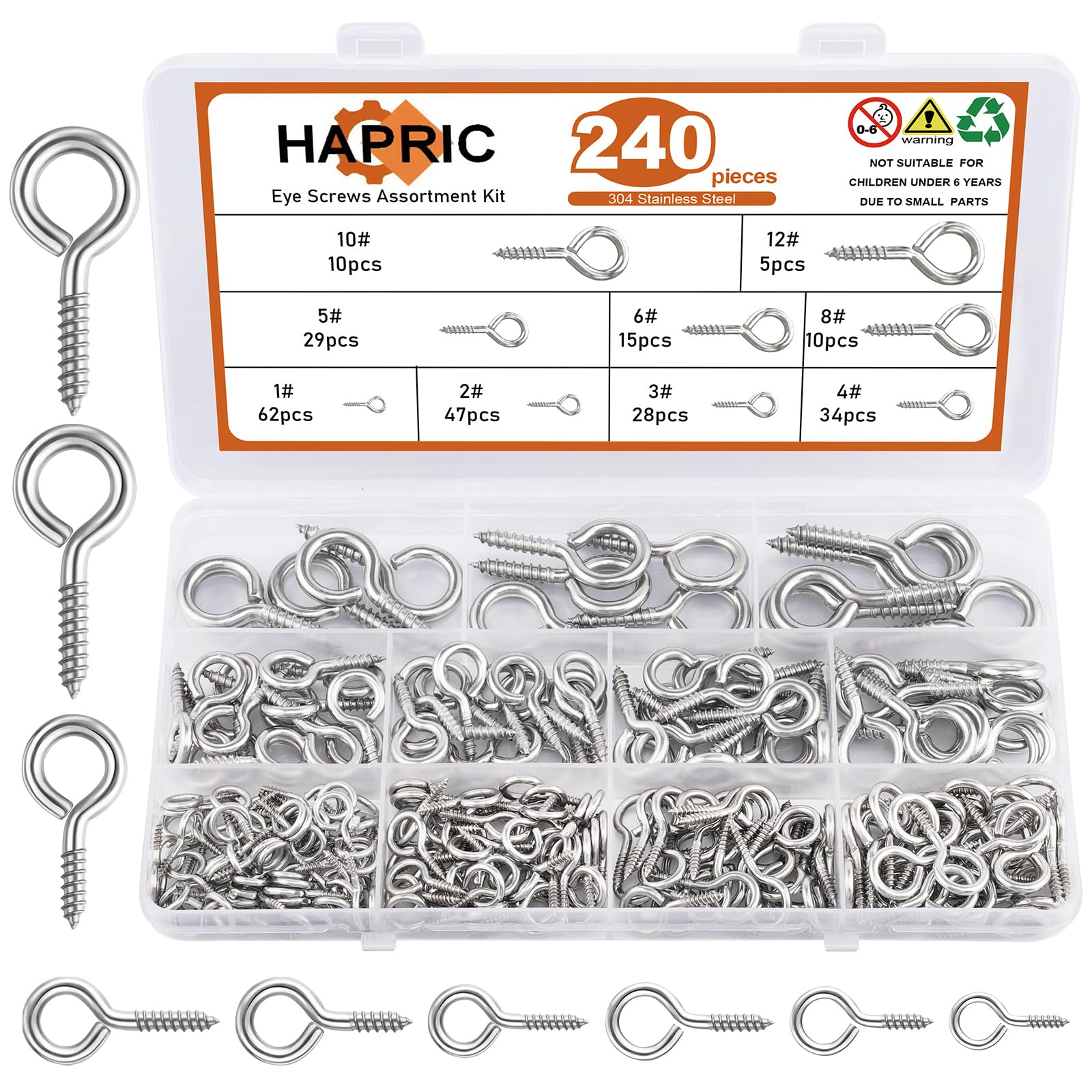 250 Eye Hook Screws - Hang Ornaments & Crafts -8