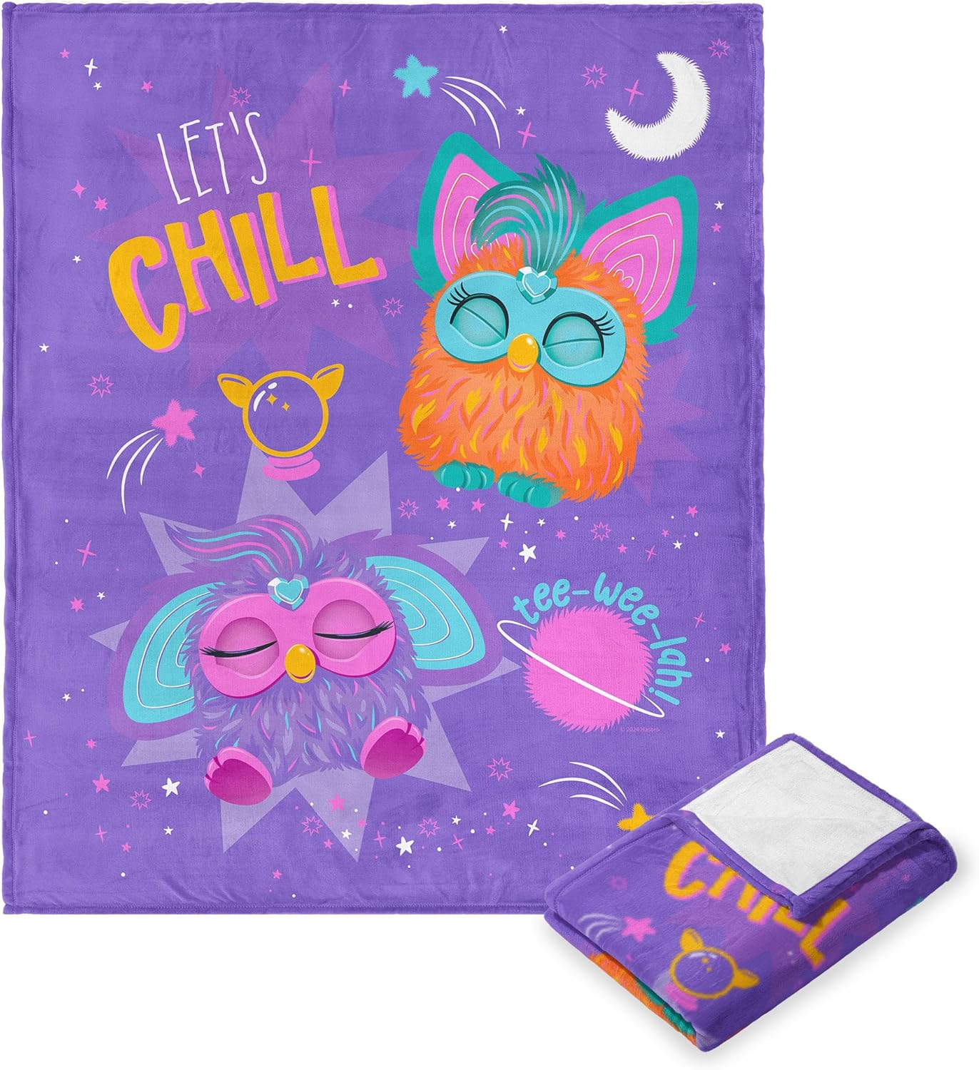 Northwest Hasbro Furby, Let's Chill, Silk Touch Throw Blanket, 40 x 50 Inches