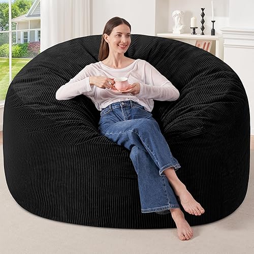 Miniatura 36 de HABUTWAY Silla Puf de 4 Pies, Sillas Puf Gigantes para Adultos, Sillas Puf Grandes con Relleno de Espuma Viscoelástica, Sillas Puf Grandes con Funda