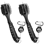 CHAMPKEY PRO Retractable Golf Club Brush - Oversized Brush Head with Soft Rubber Hand Grip & Retractable Groove Cleaner Golf Brush(Black(2 Pcs))