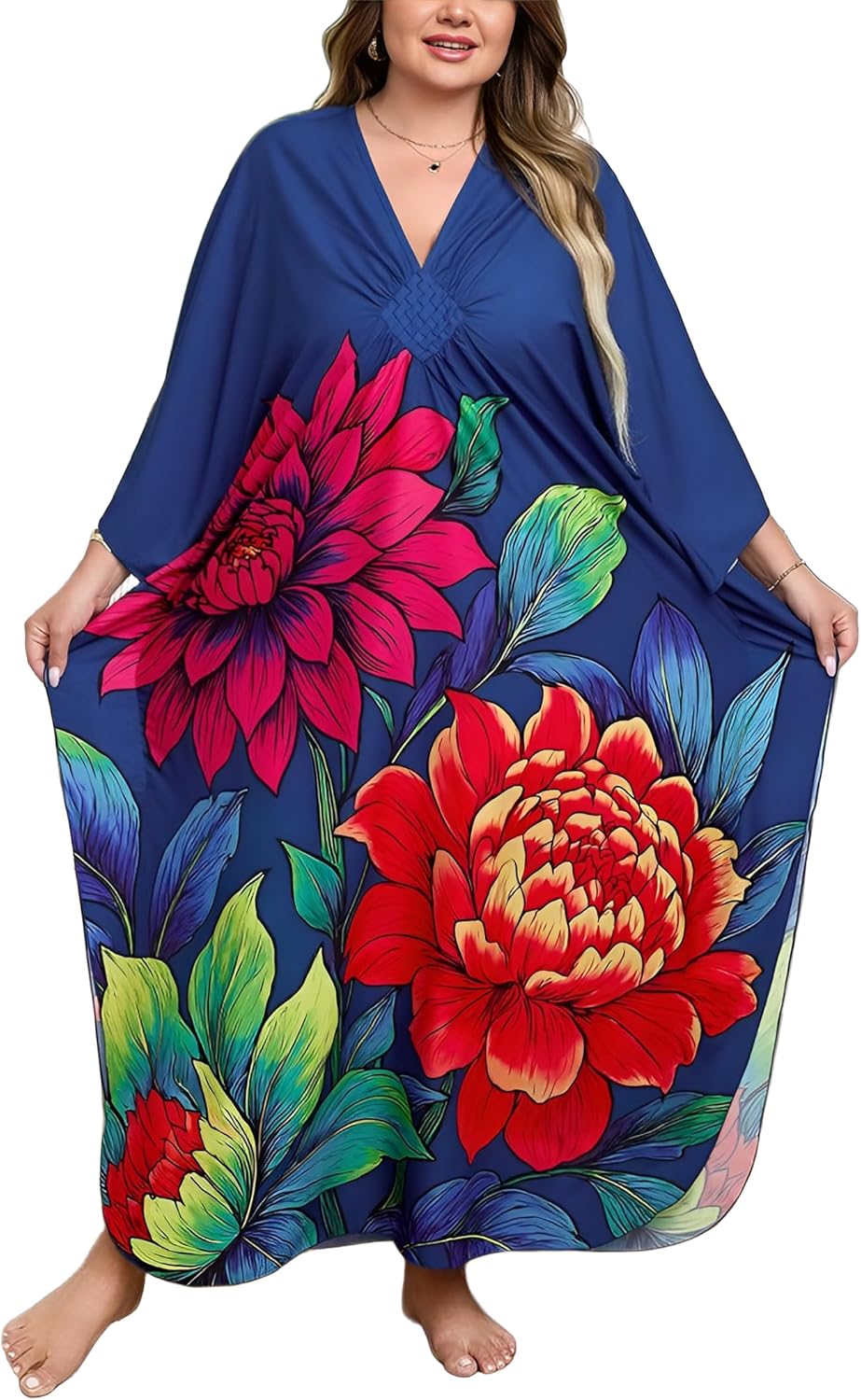Kaftan Dress for Women - Plus Size Caftan Maxi Beach Dress Moo Moos Loungewear, Swi...