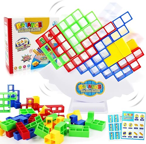 48 piezas Swing Stack High Child Balance Building Toy, Juego de equilibrio de bloques apilables, juego de mesa de juguete versátil de montaje de