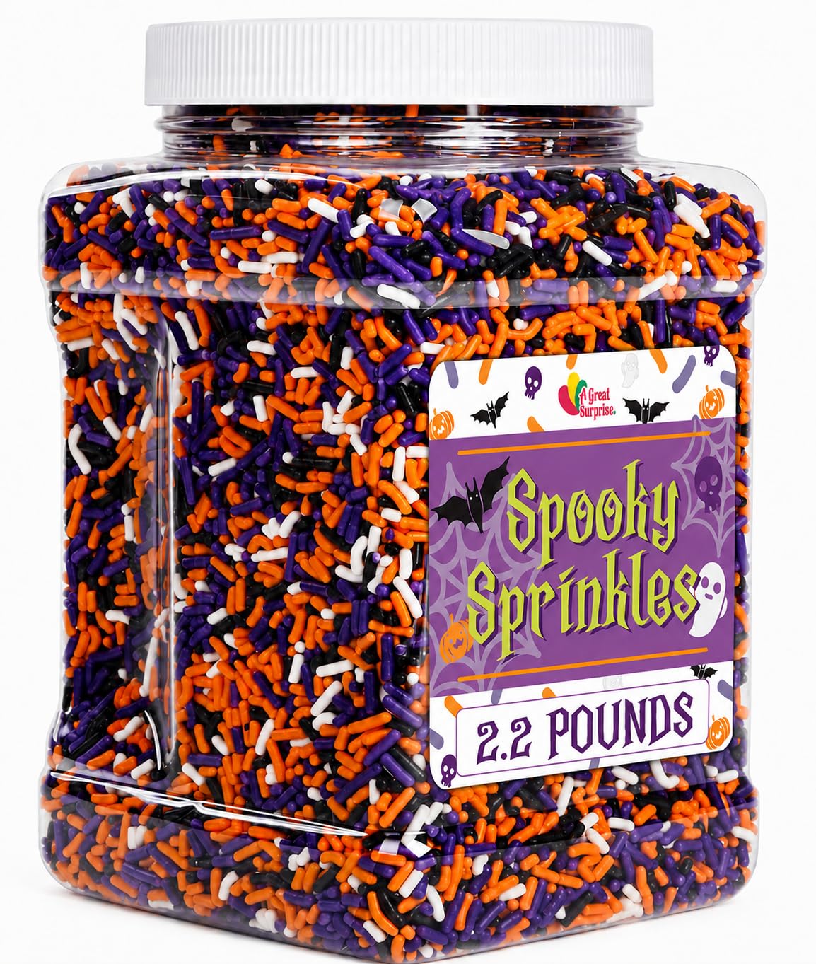 Halloween Jimmies, 2.2 lb Orange Black Purple White Sprinkle Mix