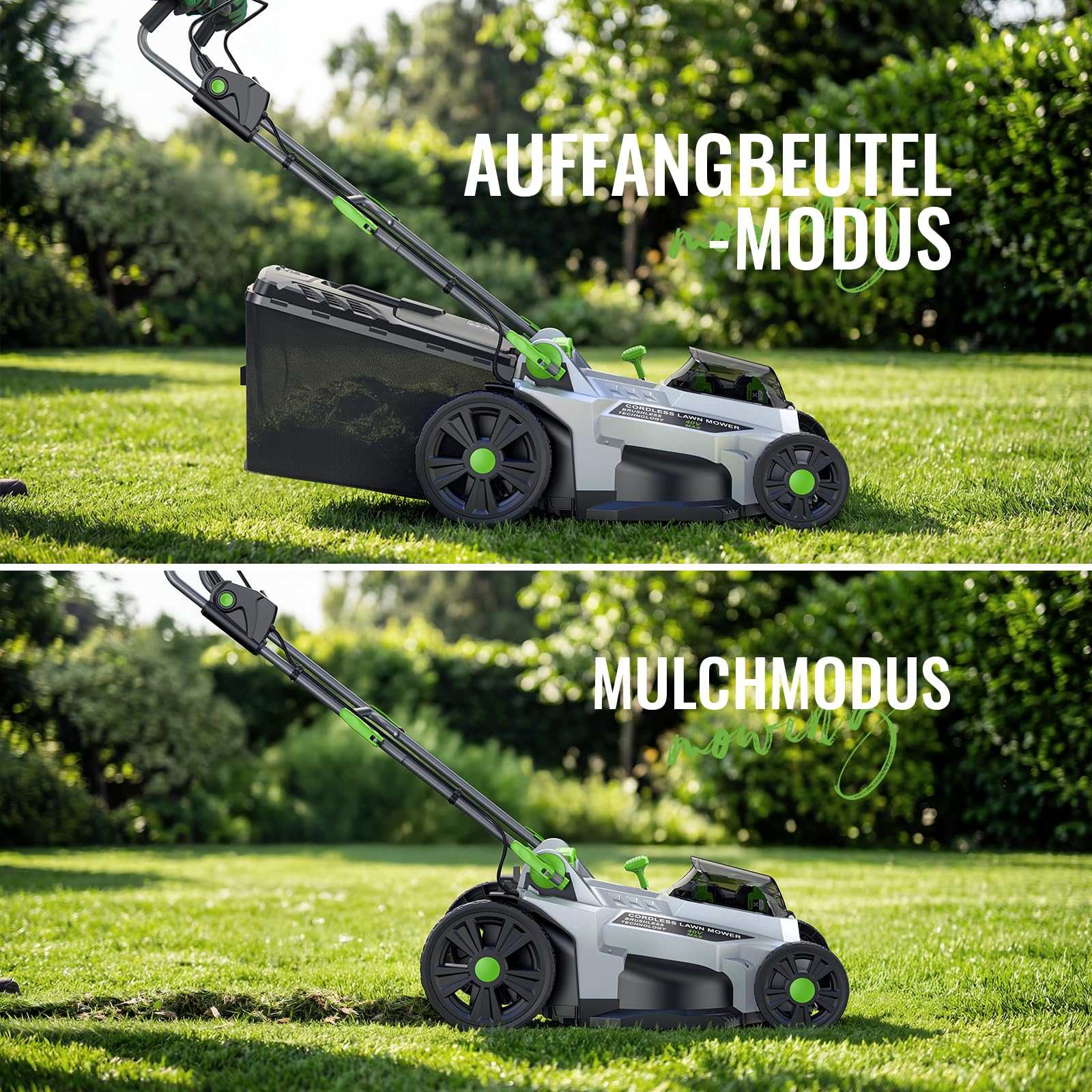 ETOOLAB Akku-Rasenmäher 40V(2X20V), 43cm Schnittbreite, bis 500 m², Brushless, Mulch-Kit, 50L Fangkorb, 6 Schnitthöhen, 25-75 mm Schnitthöhe, 2X 4,0 Ah Akkus+Ladegerät