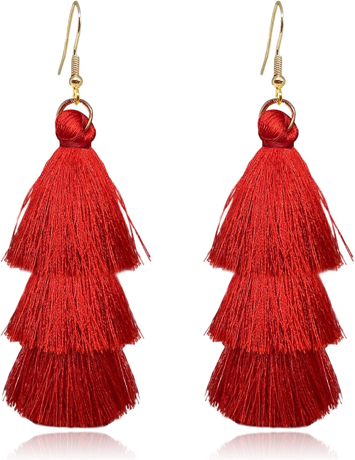 Colorful Tassel Earrings for Women Bohemian Tiered Tassel Dangle Earrings Statement Earrings Christmas Valentine Jewelry