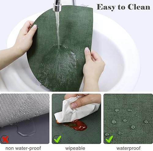 Miniatura 3 de Juego de 6 manteles individuales de piel sintética, resistentes al calor, lavables, fáciles de limpiar, antideslizantes, para comedor al aire libre,