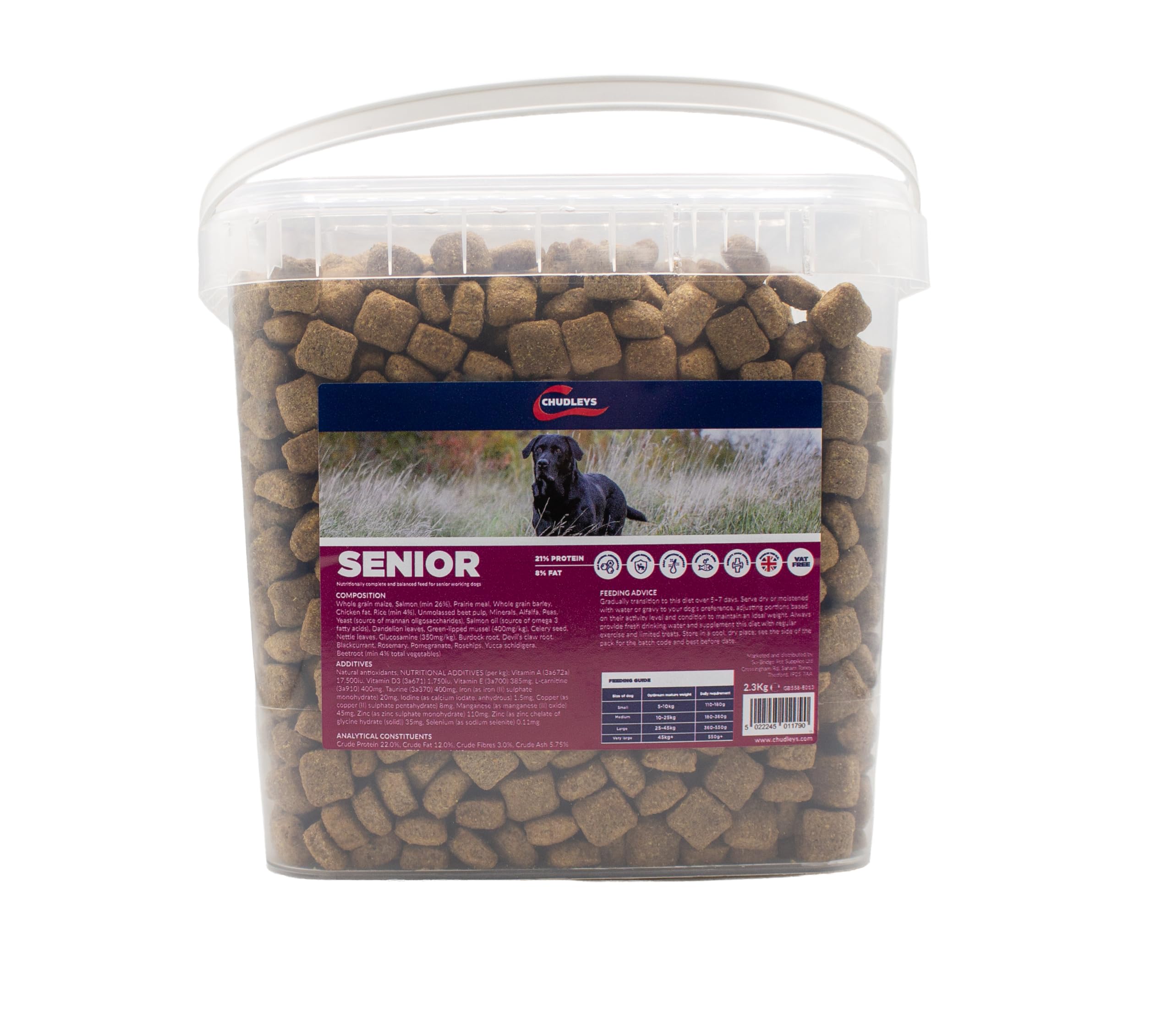 Chudleys Senior Dog Food Bucket 2.3kg - Complete Dry Food for Senior Working Dogs with Joint Support, Omega 3 and Digestive Care