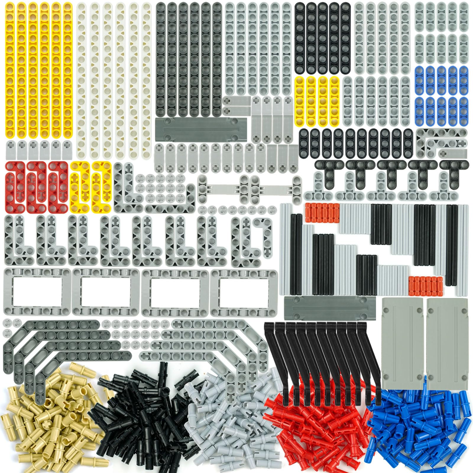 582pcs Technical Parts and Pieces Beams Axles Connectors Bricks Sets, Compatible with Technical, Chassis Frame Liftarm and Pins Building Blocks Accessories Robot Kits Bulk Toys