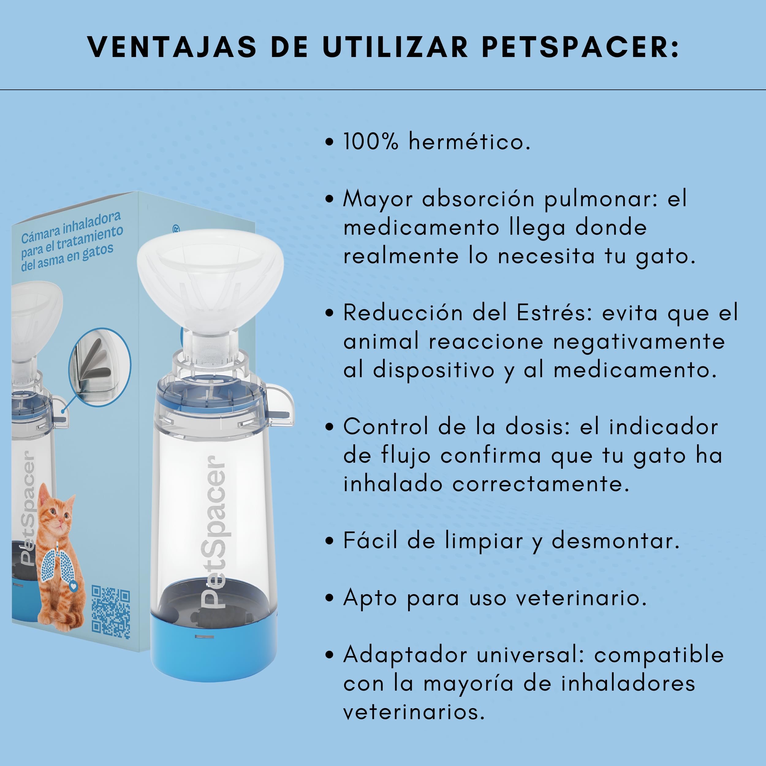 Inhalador para Gatos con Mascarilla | Ventolin Inhalador Nasal y Bucal | Aerosol Silencioso | Compatibilidad Universal DEHP Free