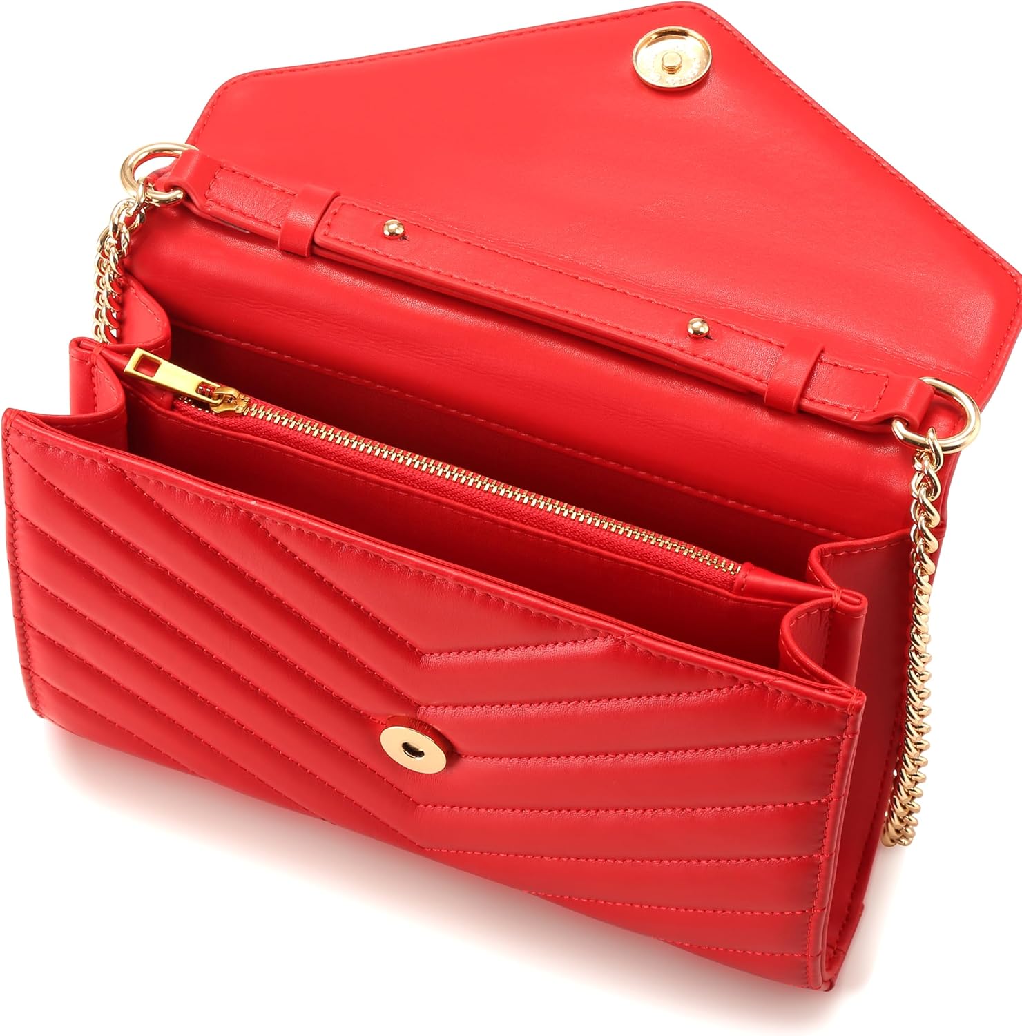 Chrysansmile Envelope Clutch Purses for Women Genuine Leather Crossbody Bags Fashion Quilted Womens Handbags with Chain