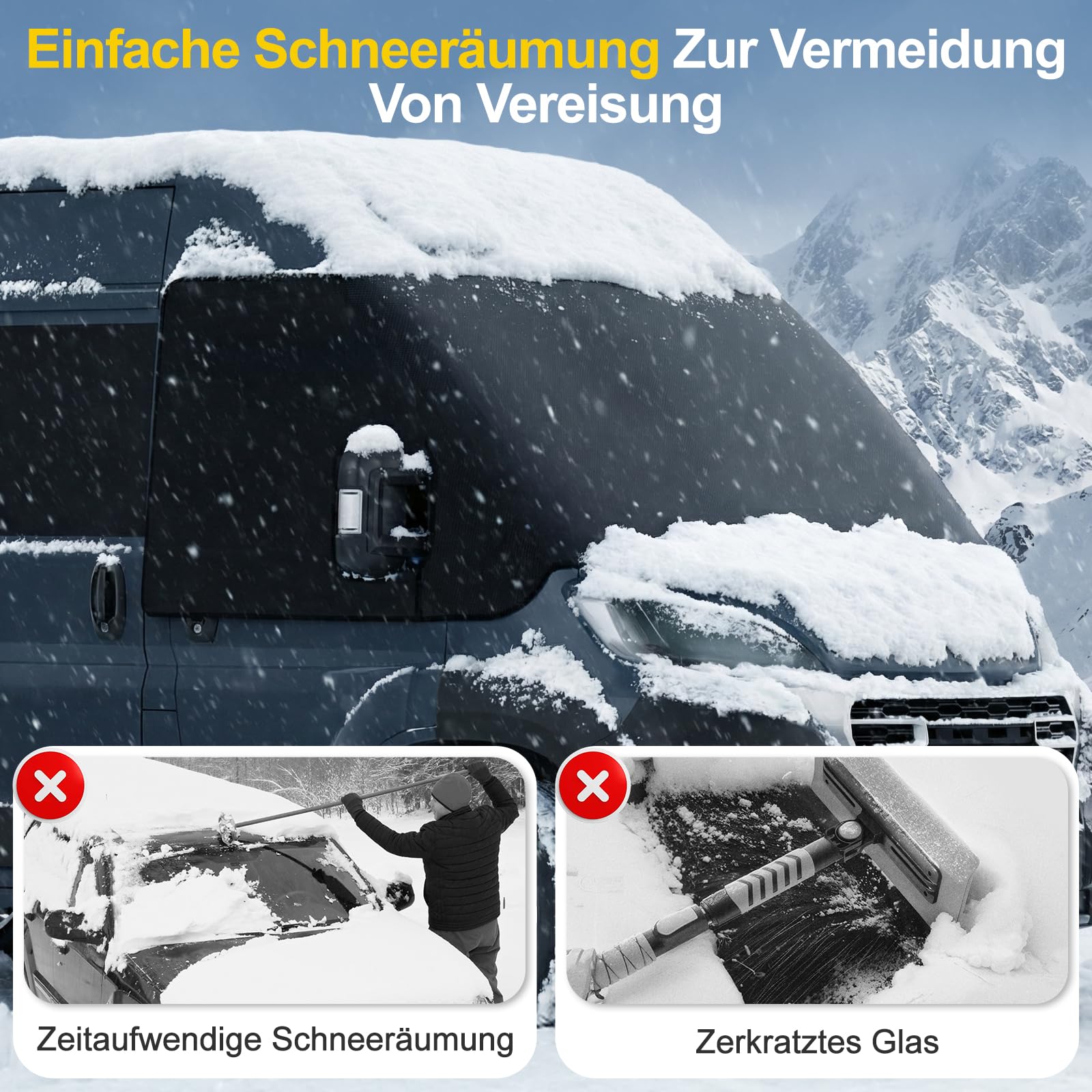 Sonnenschutz Frontscheibe Wohnmobil Außen Frontscheibenabdeckung Wohnmobil Frontscheibenabdeckung Ducato für F-iat Ducato UV-Schutz Wasserdicht schwarz