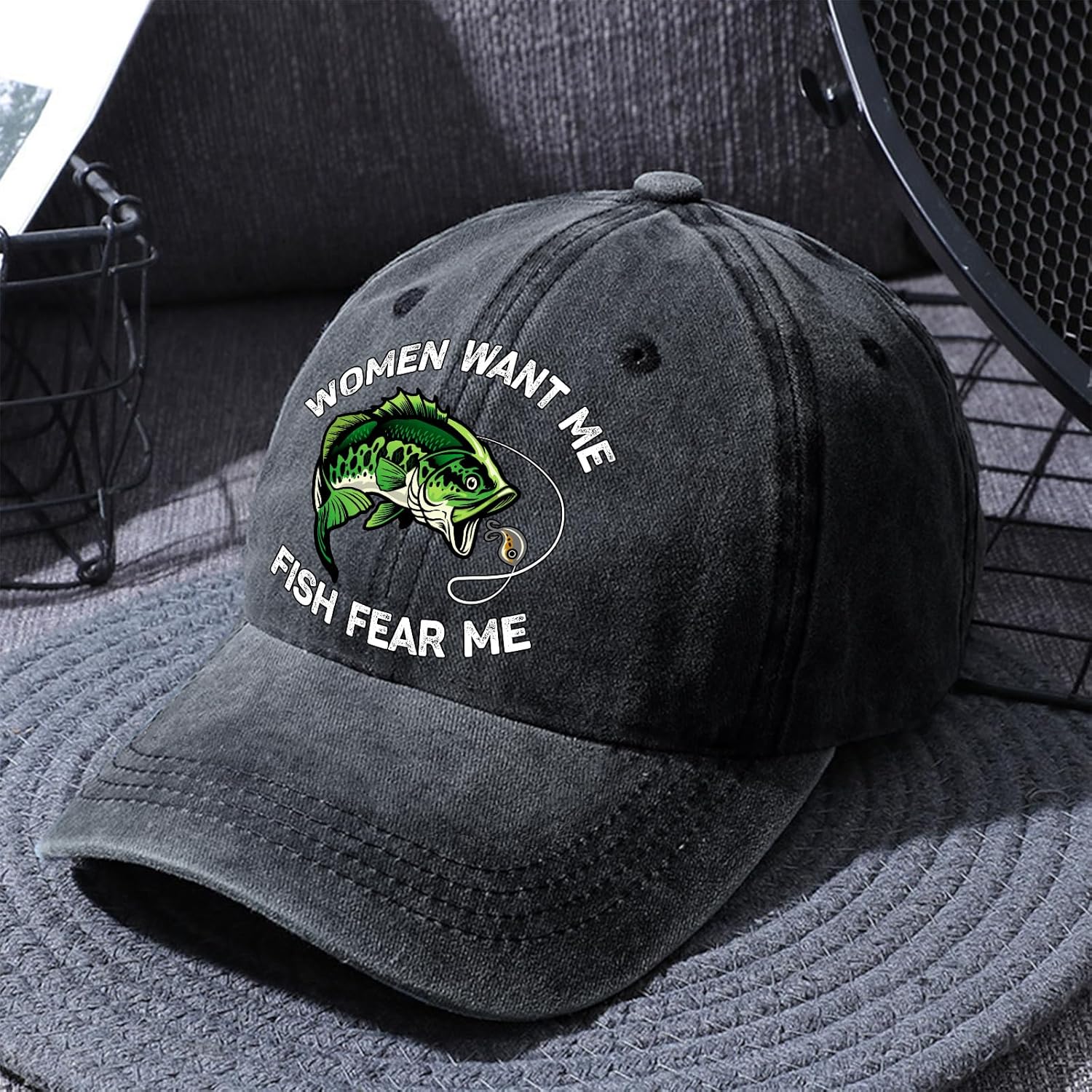 Fish Themed Vintage Adjustable Cotton Baseball Cap - Image 4