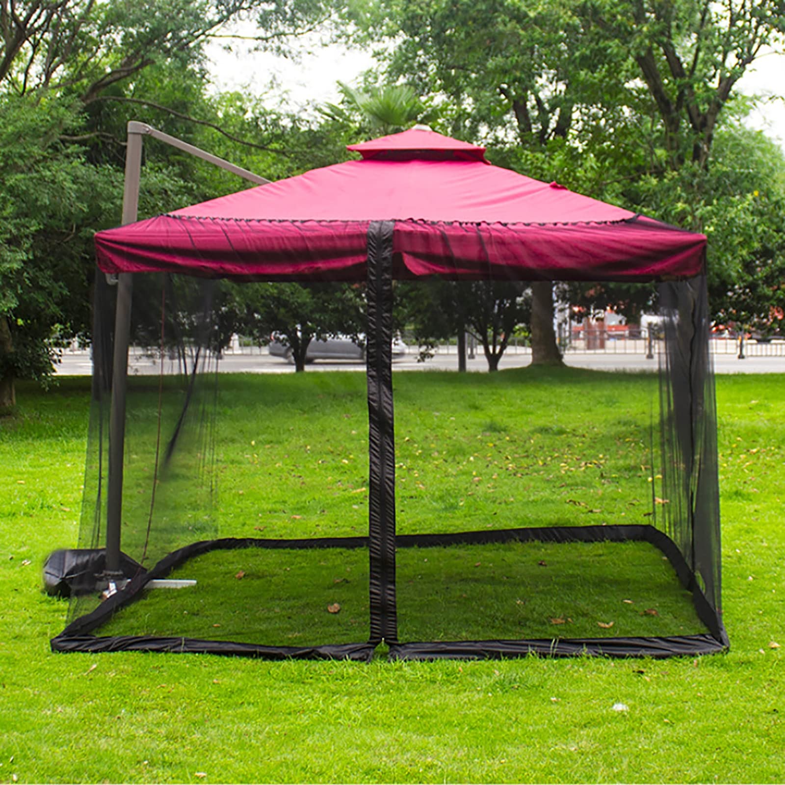 SFDPDM Moustiquaire Parasol 3x3m, Gazebo Polyester Fermeture Éclair Camping
