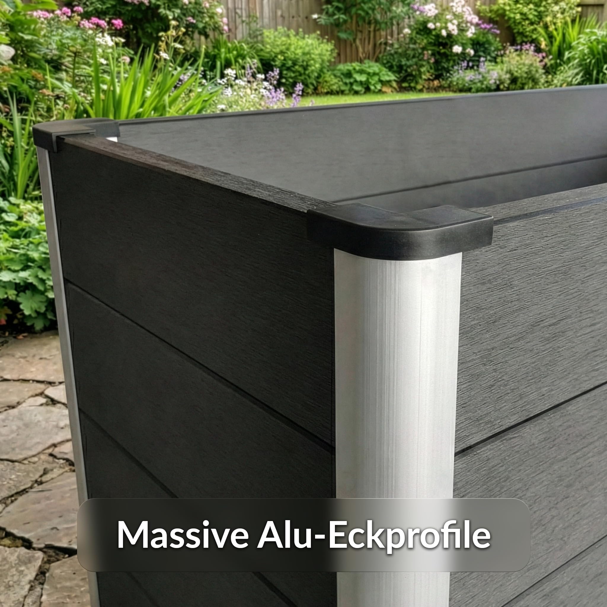 KARAT Hochbeet 150x70x75 cm Anthrazit WPC - Wetterbeständig & pflegeleicht auf Stelzen für Garten, Balkon oder die Terrasse - Kasos