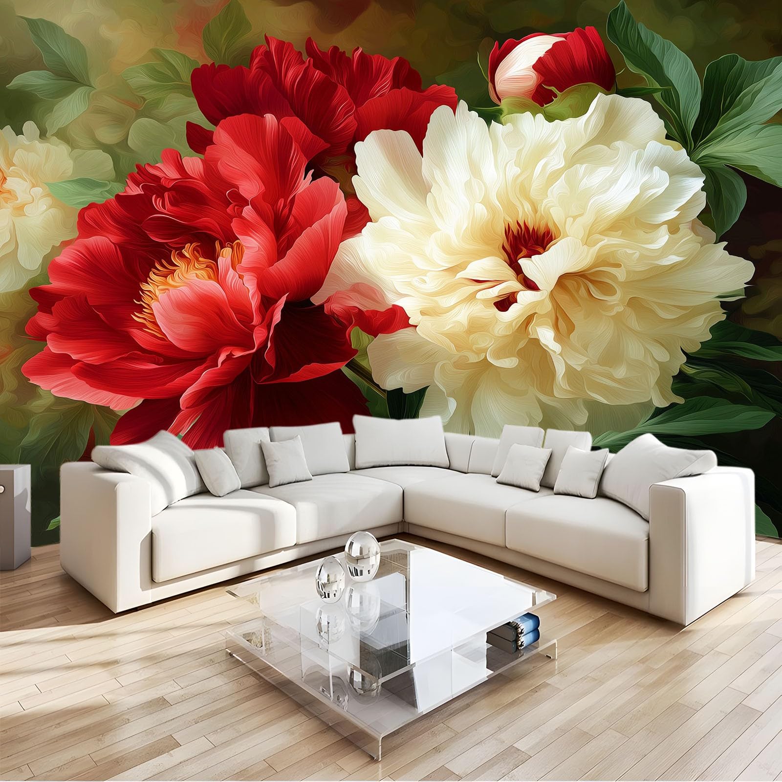 Papier Peint Panoramique Fleurs Pivoine pour créer un véritable havre de paix familial