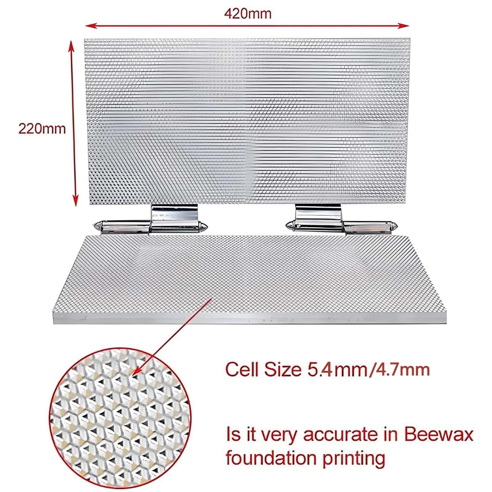 Präzisions-Prägeset für Bienenwachs-Mittelwände | Sechseckige Zellenform (4,7 mm oder 5,4 mm) zur Herstellung von Standard-Nistkasten-Mittelwänden – Leicht zu lösen,4.7MM
