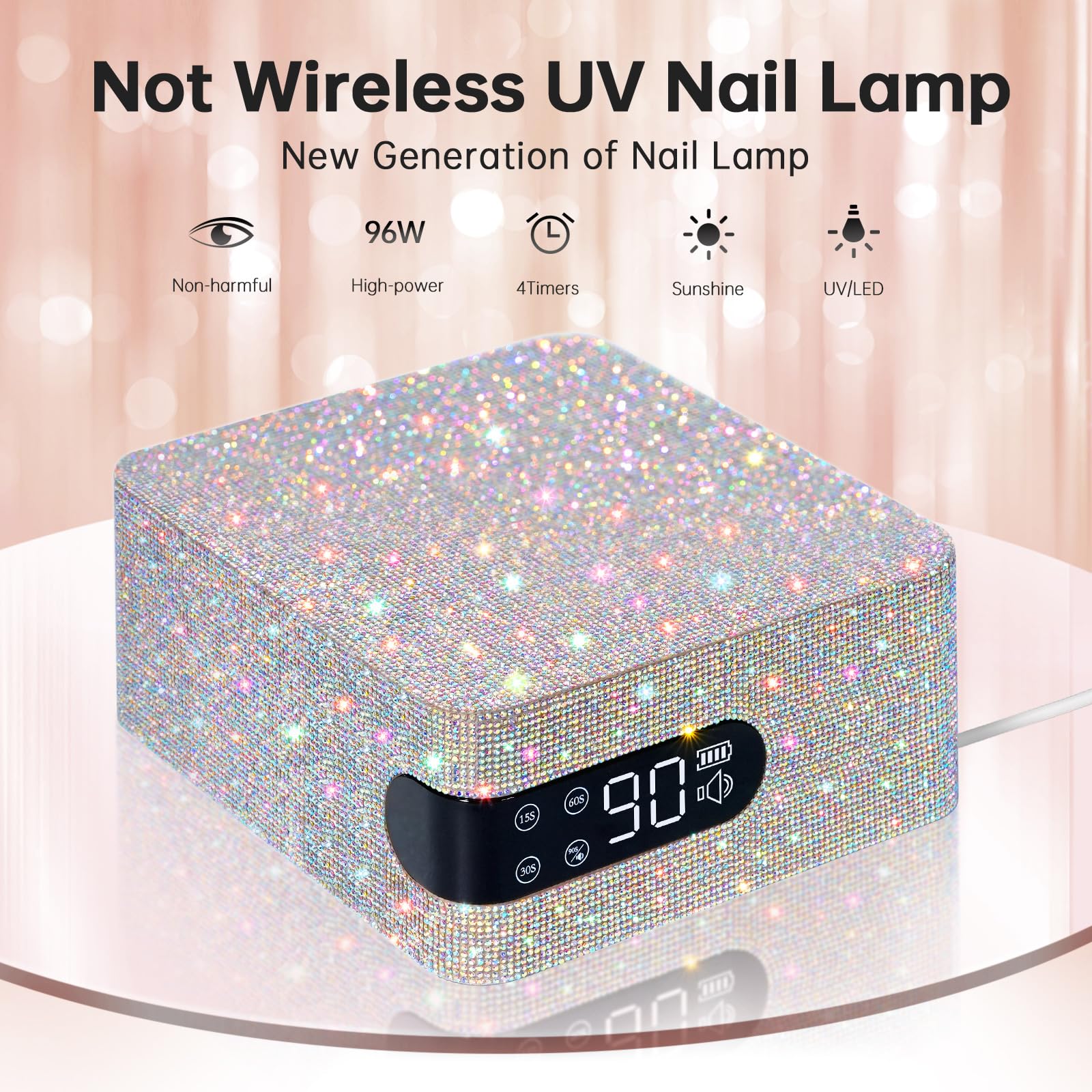 UV LED Nagellampe Professionelle 96w Gellampe für Gel-Polisch 3 Timern | CHRISTINE SHELLY Härtungsalternator mit automatischem Sensor und LCD-Anzeige für Zuhause und Nagelstudio Salon