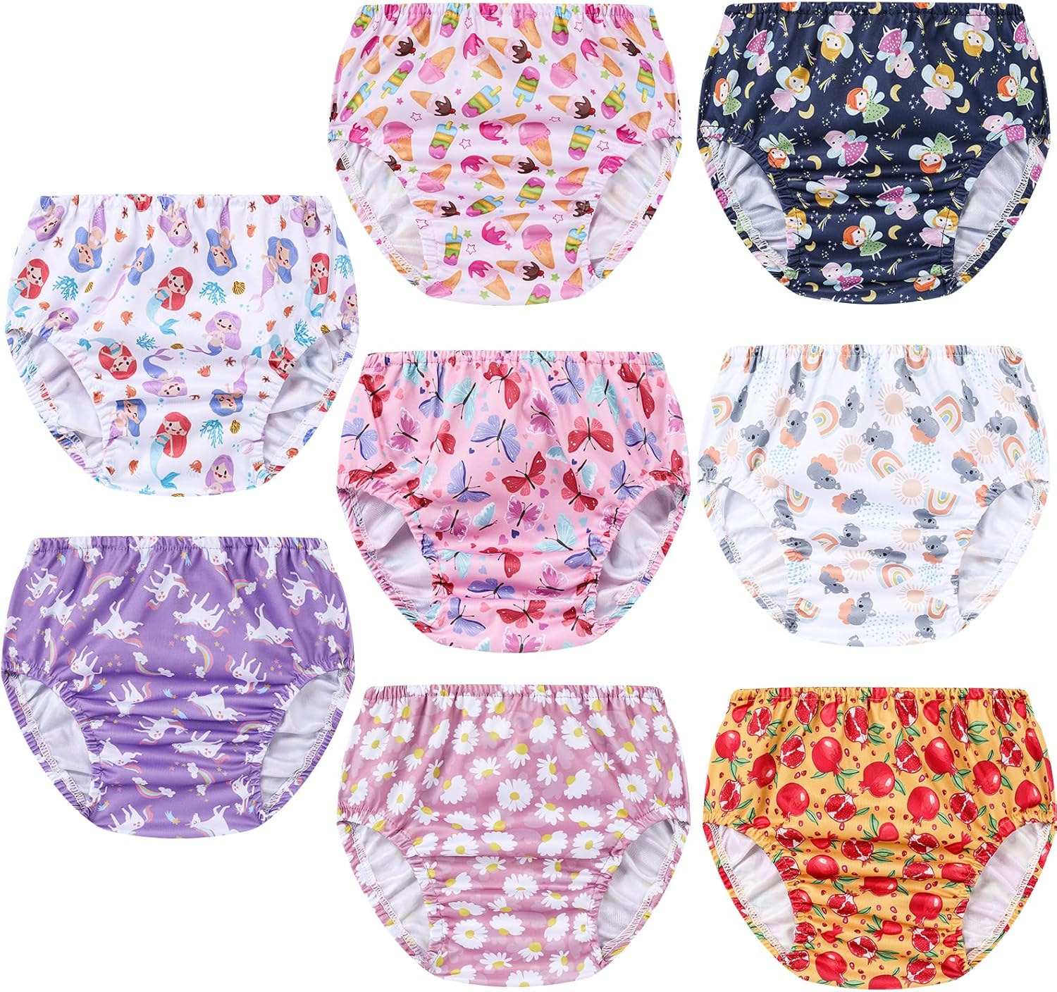 8 Packs Reusable Plastic Underwear Covers for Potty Training and Waterproof Diaper Cover for Rubber Pants Girls 3t