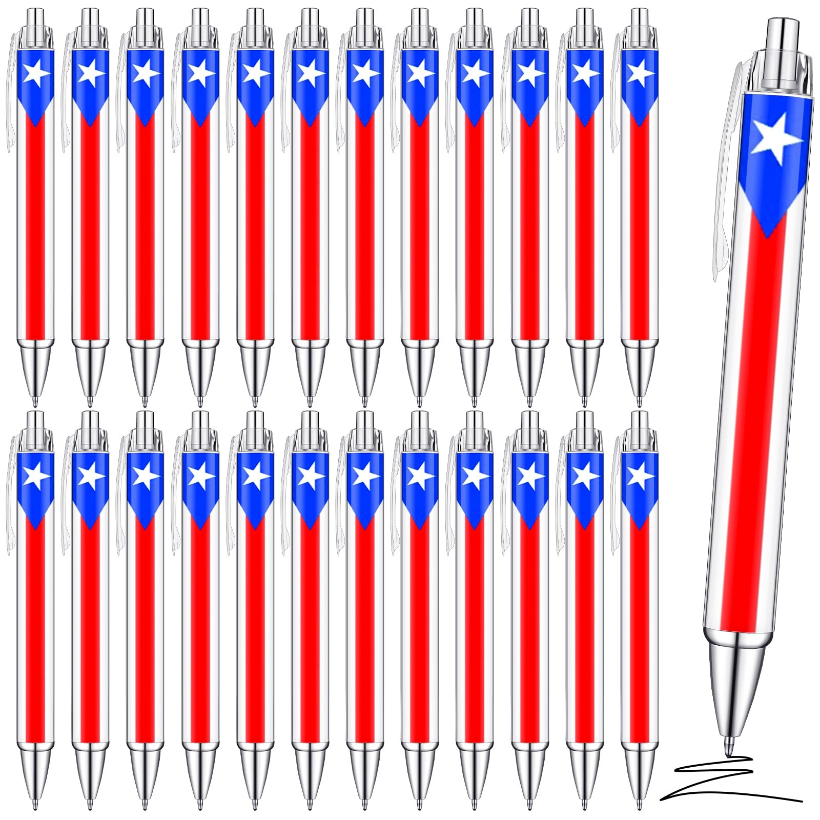 Sayglossy 36 Pcs Puerto Rico Party Souvenirs Gifts Puerto Rico Ballpoint Pens with Flags Frog Hibiscus Flowers Pattern for Patriotic Latin American