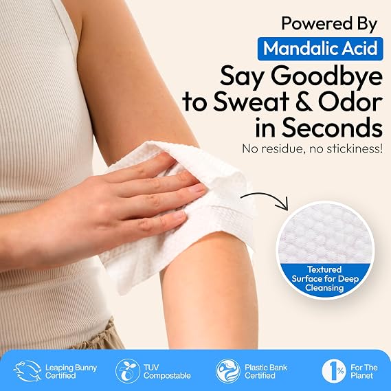 FOMIN Acidified Deodorant Wipes for Women - 30 Count Fragrance Free