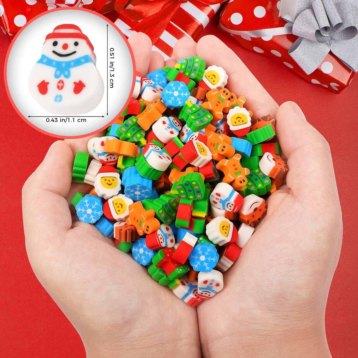 240 Pcs Christmas Mini Erasers Bulk Cute Eraser Novelty Pencil Erasers image 2