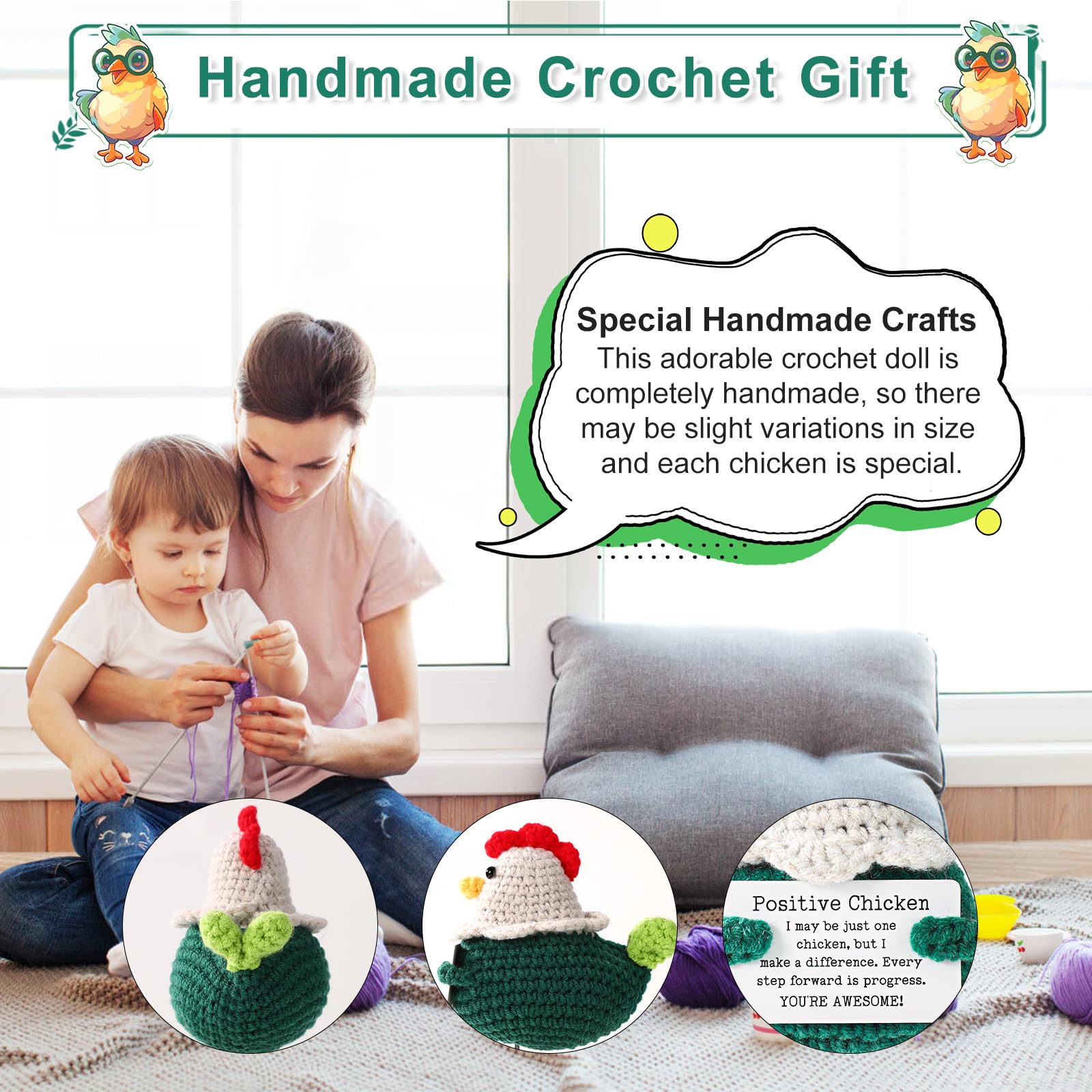 TOYMIS Positive Crochet Chicken - Image 3