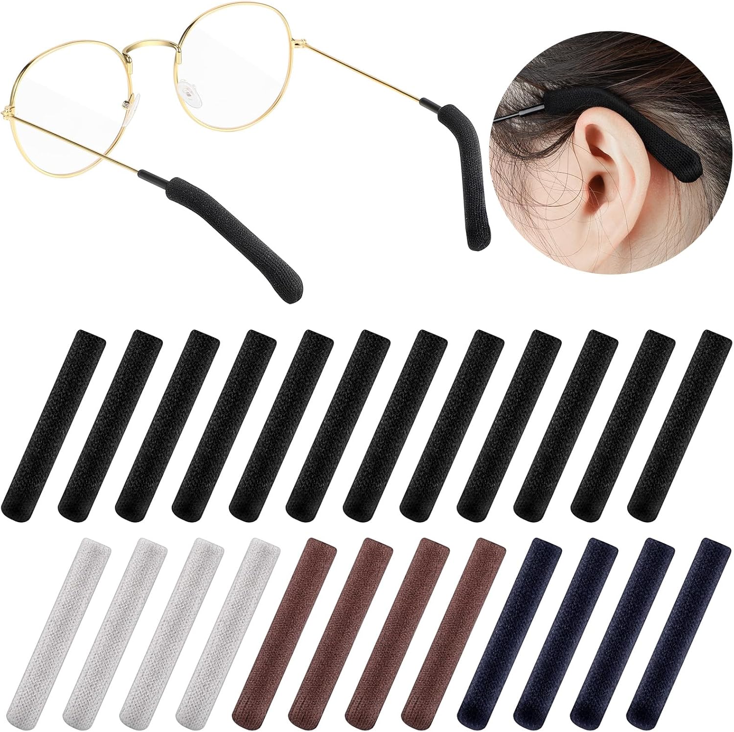 Kanayu 12 Pairs Anti Slip Elastic Comfort Eyeglasses Temple