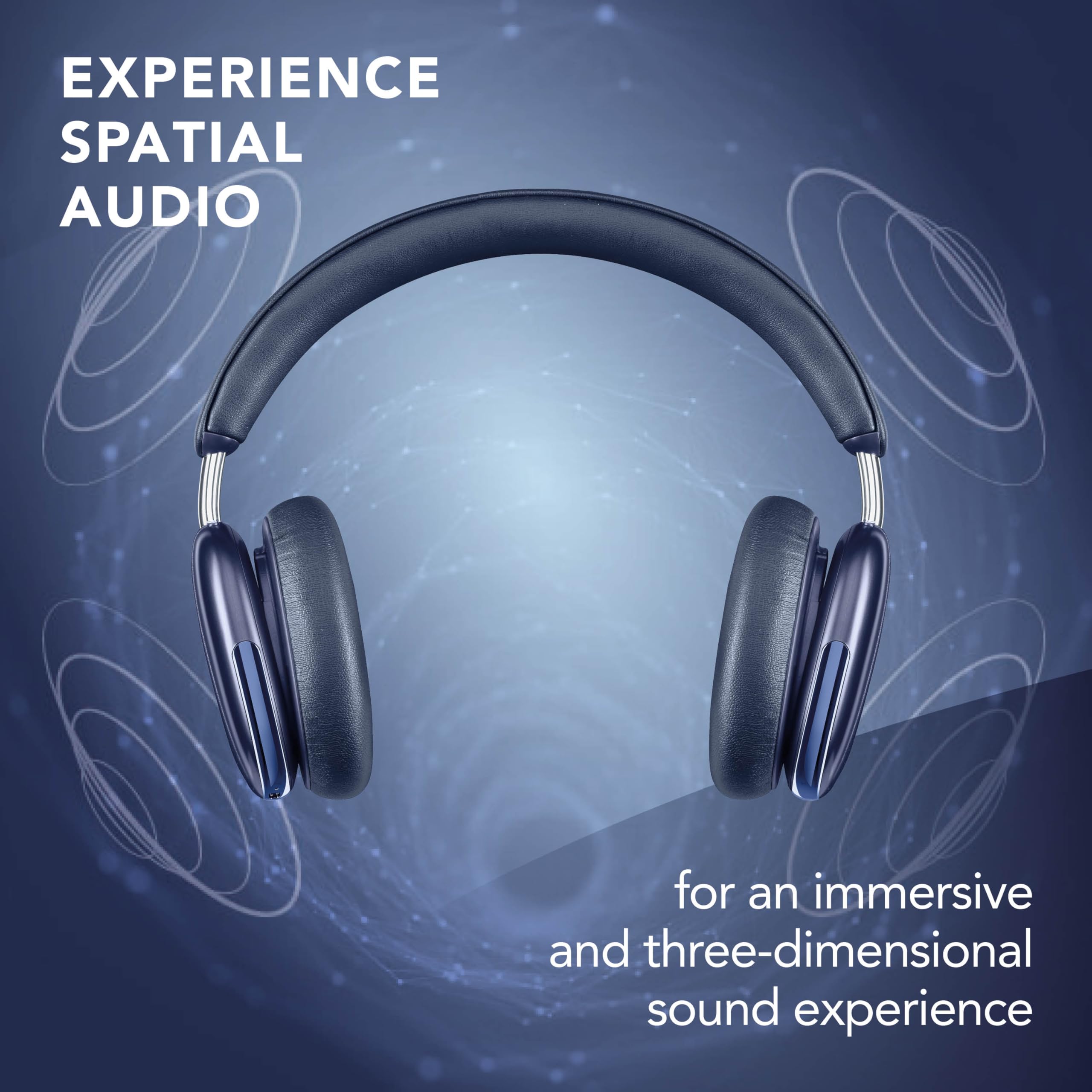 Music Sound Casque Bluetooth Circum-auriculaire Aurix avec la réduction Active du Bruit, l'audio Spatial, Un Microphone intégré et 35 h d'autonomie, Bleu