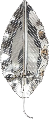 Miniatura 3 de Deco 79 Aplique de pared de pilar de acero inoxidable con diseño martillado, 8 x 6 x 16 pulgadas, plateado