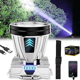 Super Bright Rechargeable High Power Headlamp, 2024 New LED Headlamp Rechargeable Head Lamp, 90000 Lumen High Power Led Head Lamp, Waterproof Portable Head Flashlight for Camping (Yellow Light)