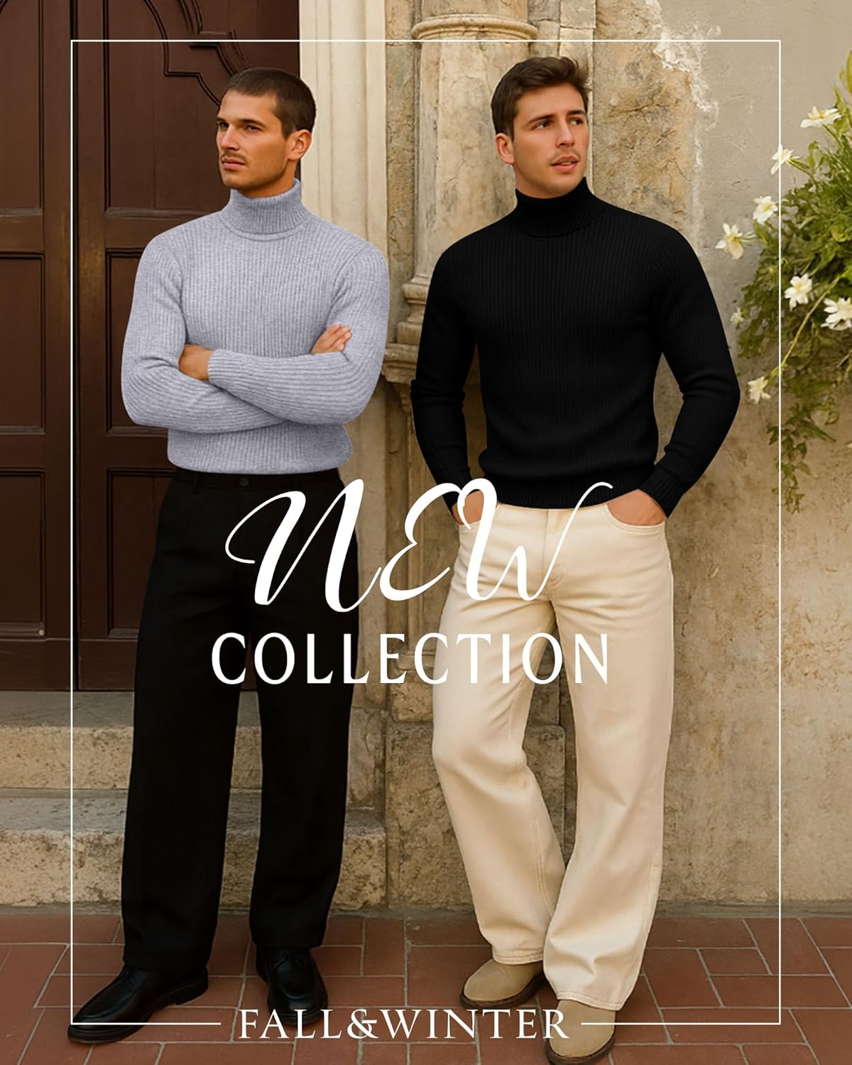 Neer 3 Pack Men's Turtleneck Long Sleeve Shirts Ribbed Sweater Mock Neck Pullover Tops Casual Knit Slim Fit Layer Basic Tee