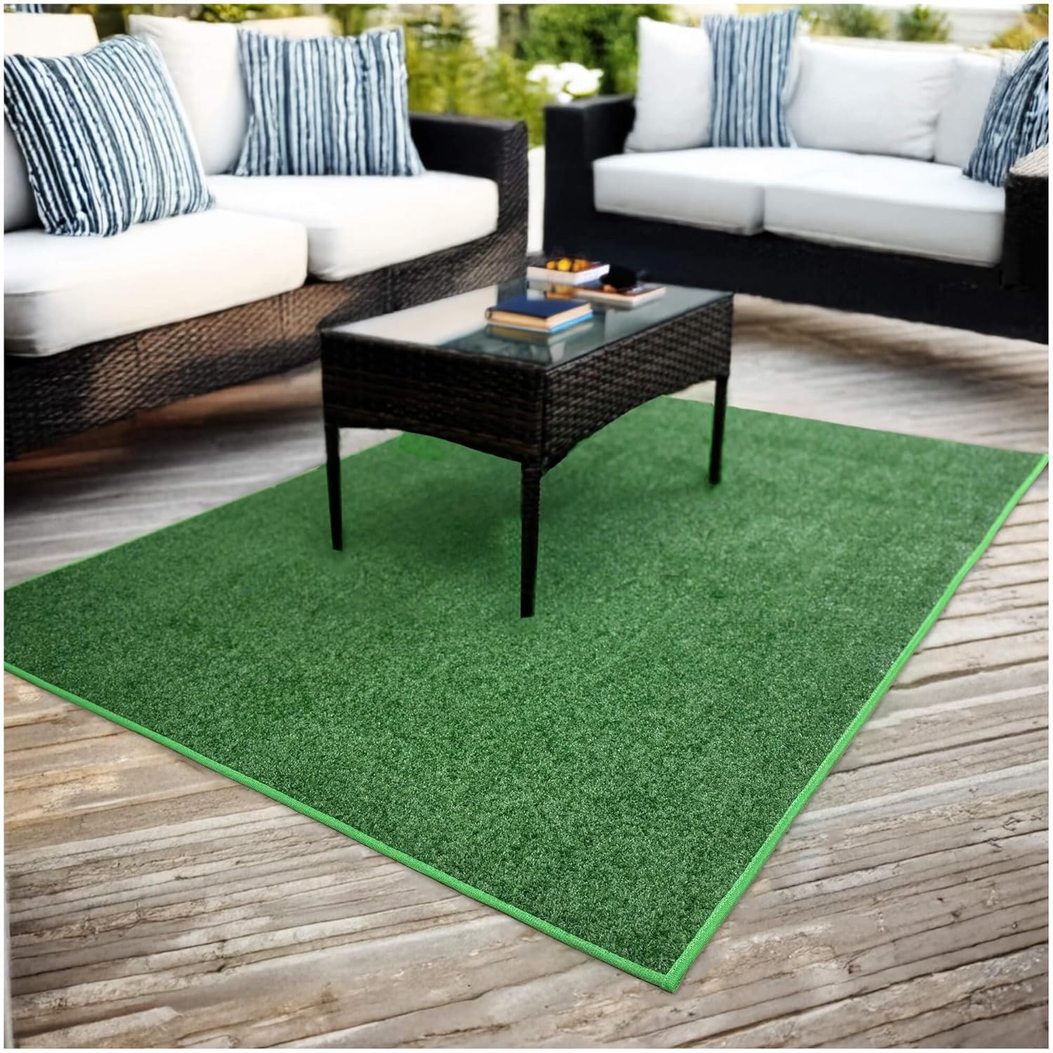 KOECKRITZ Heavy Turf - 3'x5' Artificial Grass Carpet Indoor/Outdoor Area Rug, 5/16" Thick, Bound Edges