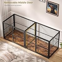 Vista 37 de Mueble de jaula para perros XXL de 48" con 3 puertas, jaula de madera combinada para mascotas, perrera resistente de interior para perros medianos a