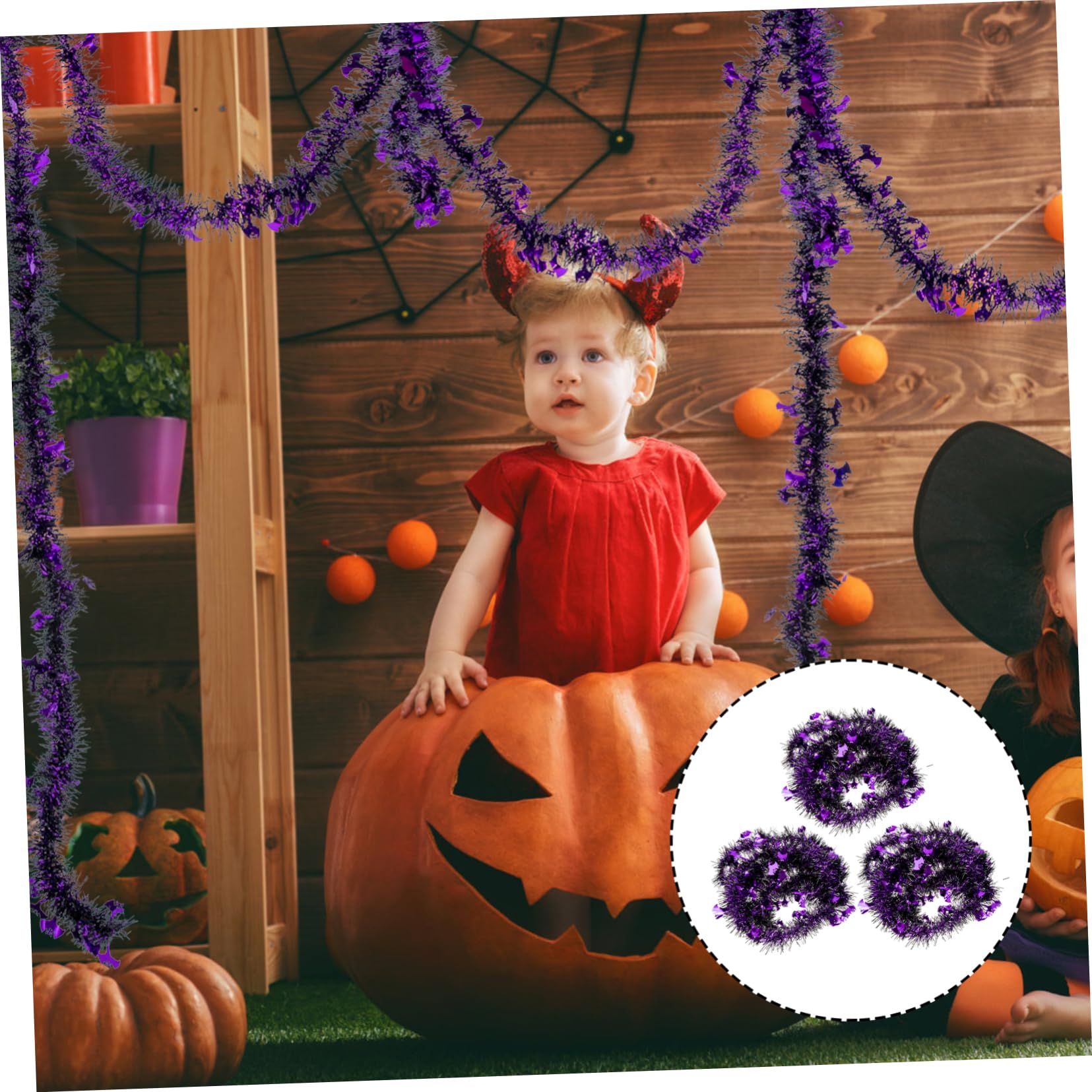ABOOFAN 9stücke Teiliges Halloween Dekorationsset Mit Tinsel Girlande Für Innen Und Außendekoration Für Halloween-Partys Mit Leuchtenden Farben Und Flexibler Anwendung
