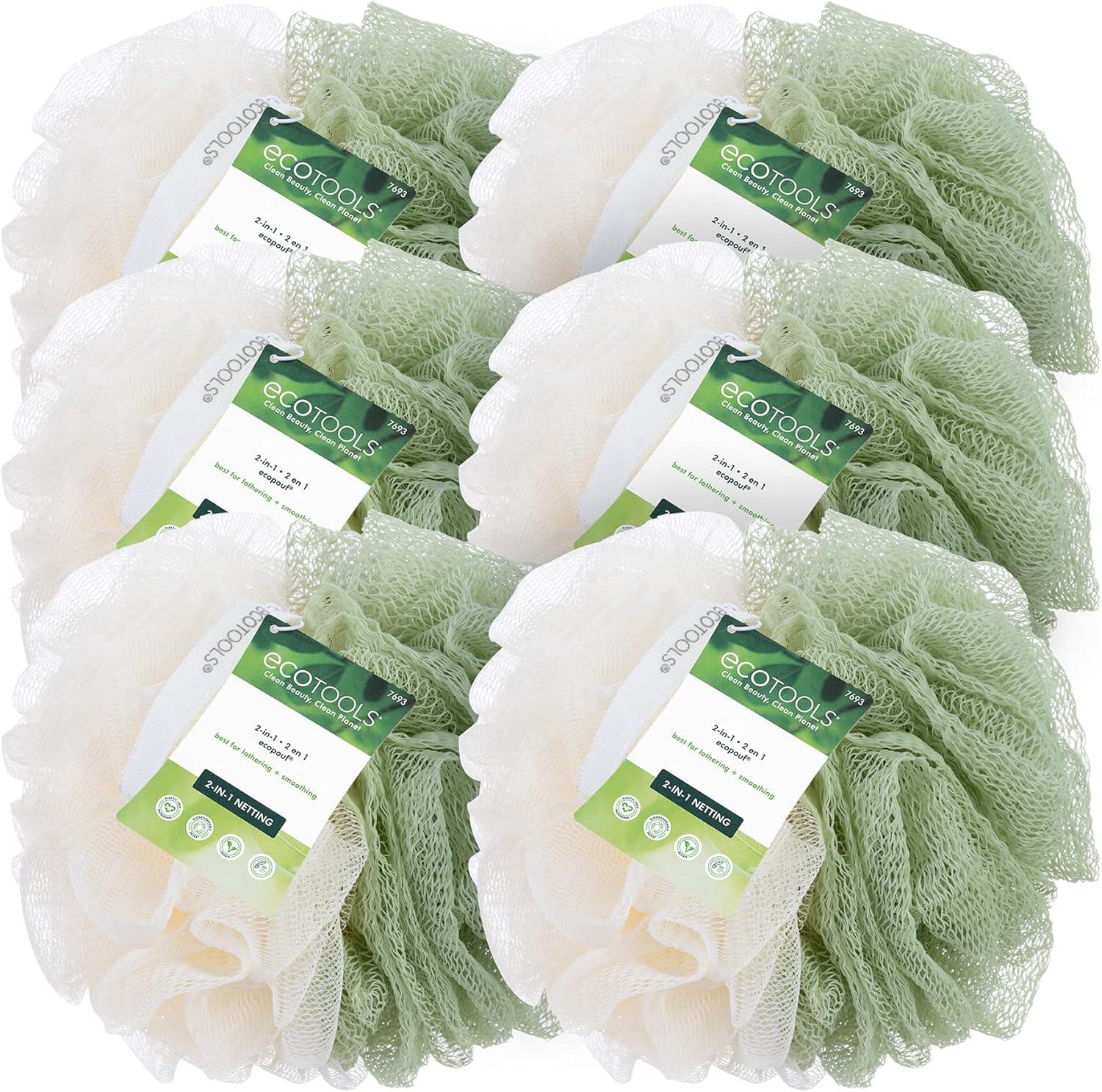 EcoTools 2in1 Ecopouf, Exfoliating & Gentle Cleansing Bath Loofah