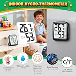 Antonki 2-Pack Hygrometer Indoor Thermometer Room Thermometer Indoor Digital Temperature and Humidity Monitor Humidity Sensor Meter for Home Terrarium Incubator Greenhouse - Battery Included