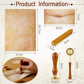 33 Pcs Vintage Wax Seal Stationery Set, Paper Letters, Envelopes, Stamp