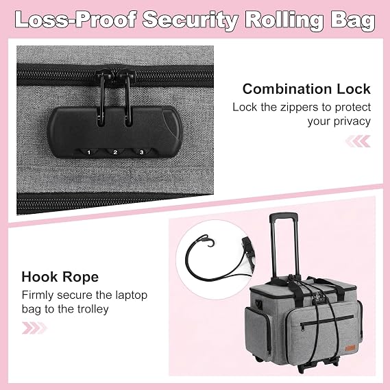 Housolution Rolling Teacher Bag with Wheels, Fits for 17 Laptop, Gray