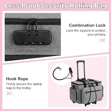 Housolution Rolling Teacher Bag with Wheels, Fits for 17 Laptop, Gray