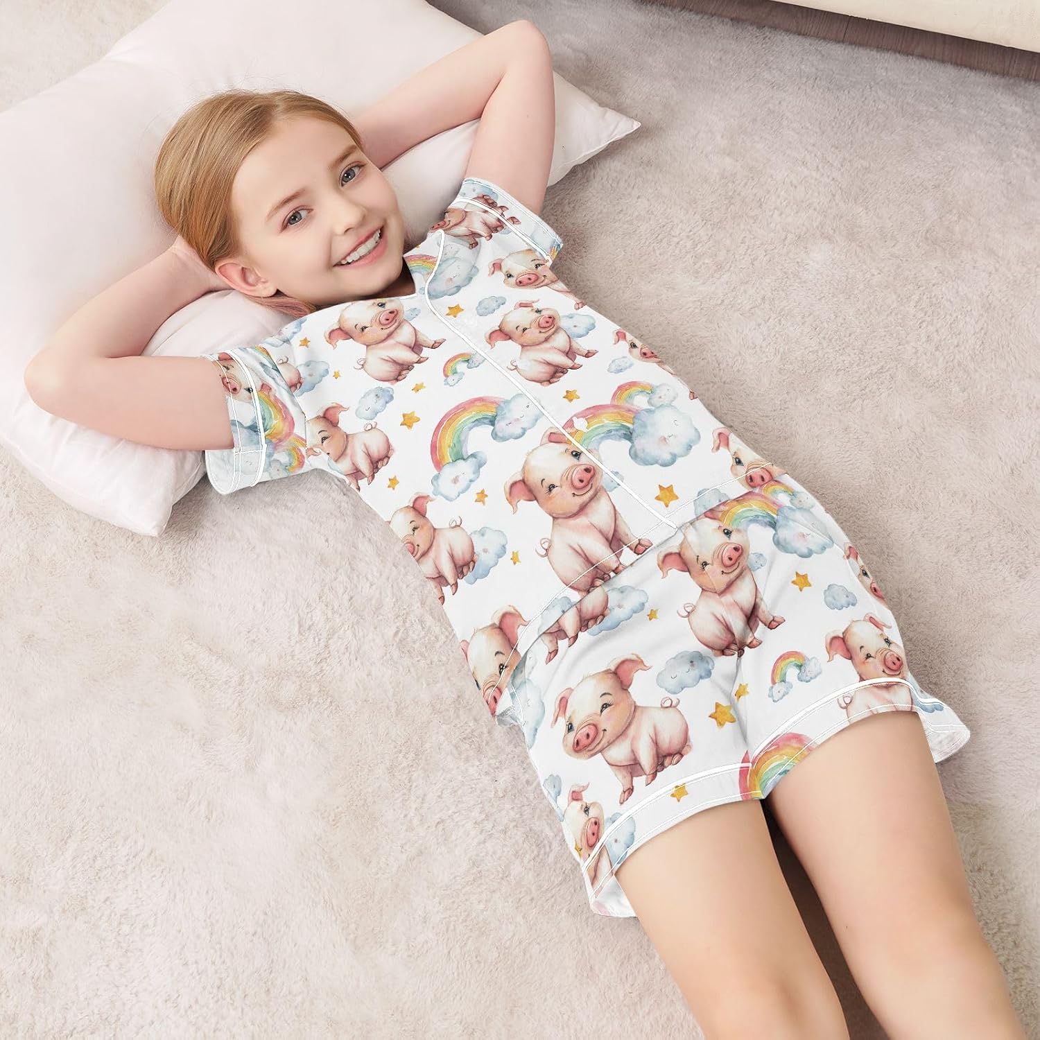 Silk Pajamas Sets Soft Satin 2 Piece Pjs Set Short Sleeve Sleepwear Nightwear