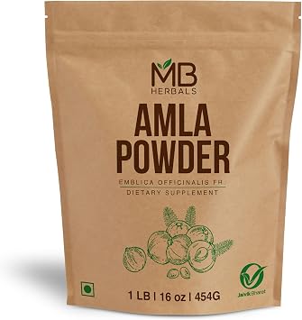 MB Herbals De-Seeded Amla Powder 1 LB 16 oz / 454g | Made from Wild Amla Berry Pulp, No Seeds Used | Premium Quality Amalaki Indian Gooseberry Powder