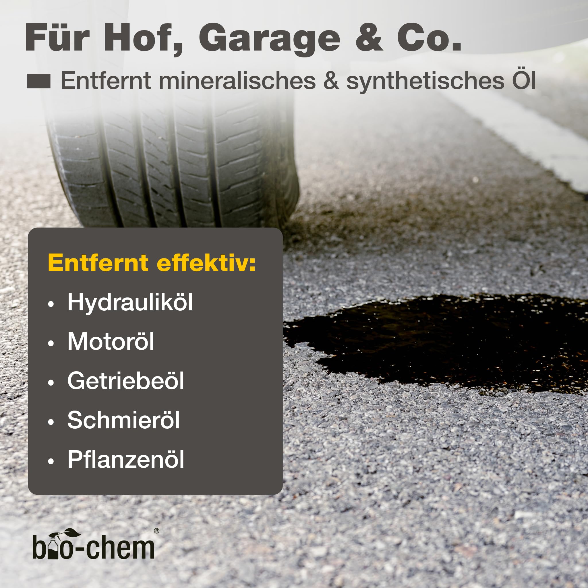 bio-chem Ölfleckentferner 2x 1L für Pflaster & Beton | Zur Entfernung von Ölflecken aller Art auf Pflastersteinen, Beton und Asphalt