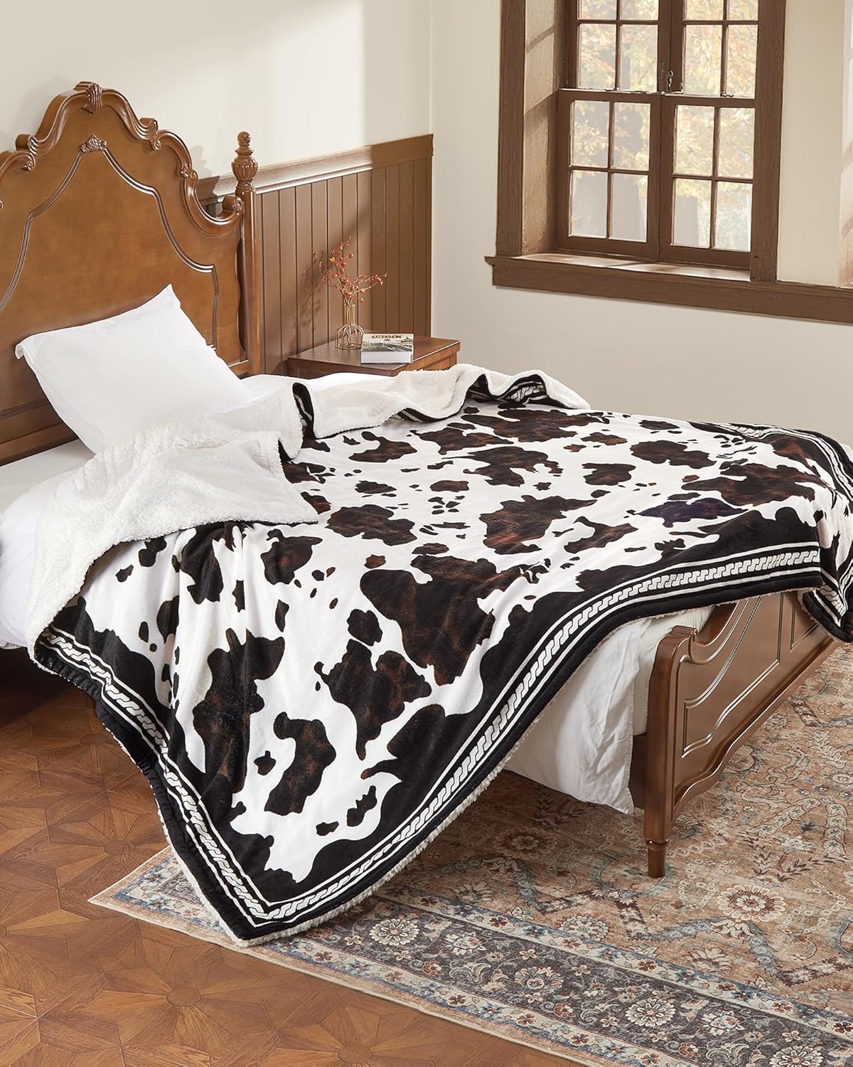 CAROMIO Heated Electric Blanket King Size with LCD Dual Controller, Cow Print Heating Blankets, 10 Heat Levels & 1-12H Time Settings, ETL Certified, Machine Washable, Brown Black, 100" x 90" - Image 7