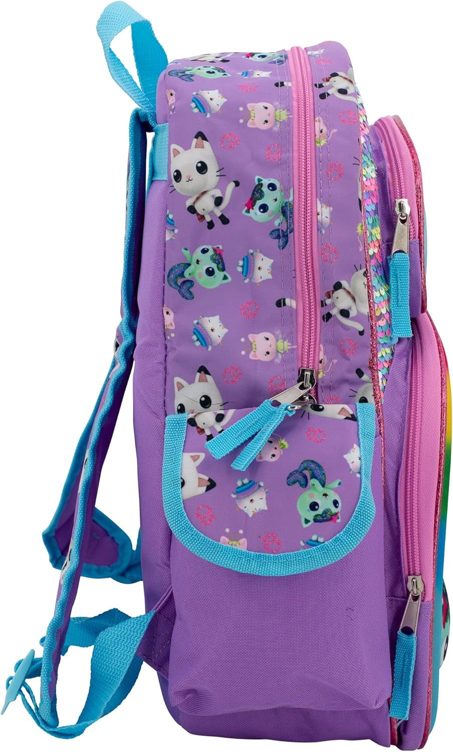 AI ACCESSORY INNOVATIONS Gabby’s Dollhouse Backpack for Girls, 16 Inch School Bag with Flip Sequins & 3D Molded Front Pocket, Purple - Image 5