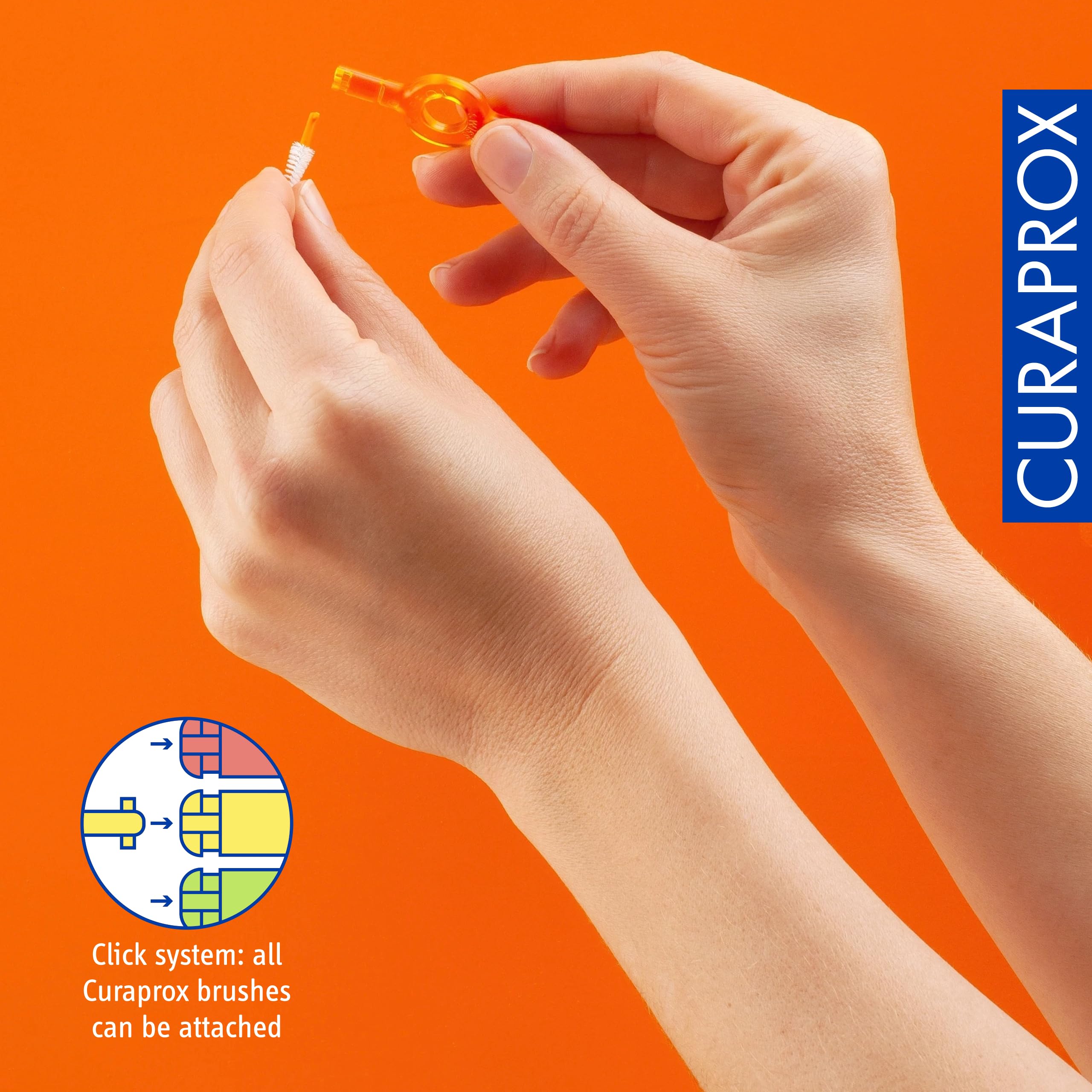 Curaprox Spazzolino interdentale Refill Ortho-Size 14 per bretelle & Ortodontico Cura/Ultra-Fine filamenti per la pulizia delicata/Arancione / 4-Pack/Progettato in Svizzera