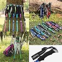 Vista 7 de ThreeH Paquete de 2 bastones de senderismo plegables, ligeros, plegables, ajustables, para senderismo, camping, viajes